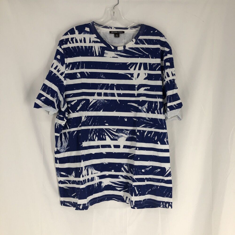 Michael Kors Men’s Blue & White Beach Design Short Sleeve T-Shirt Size XXL
